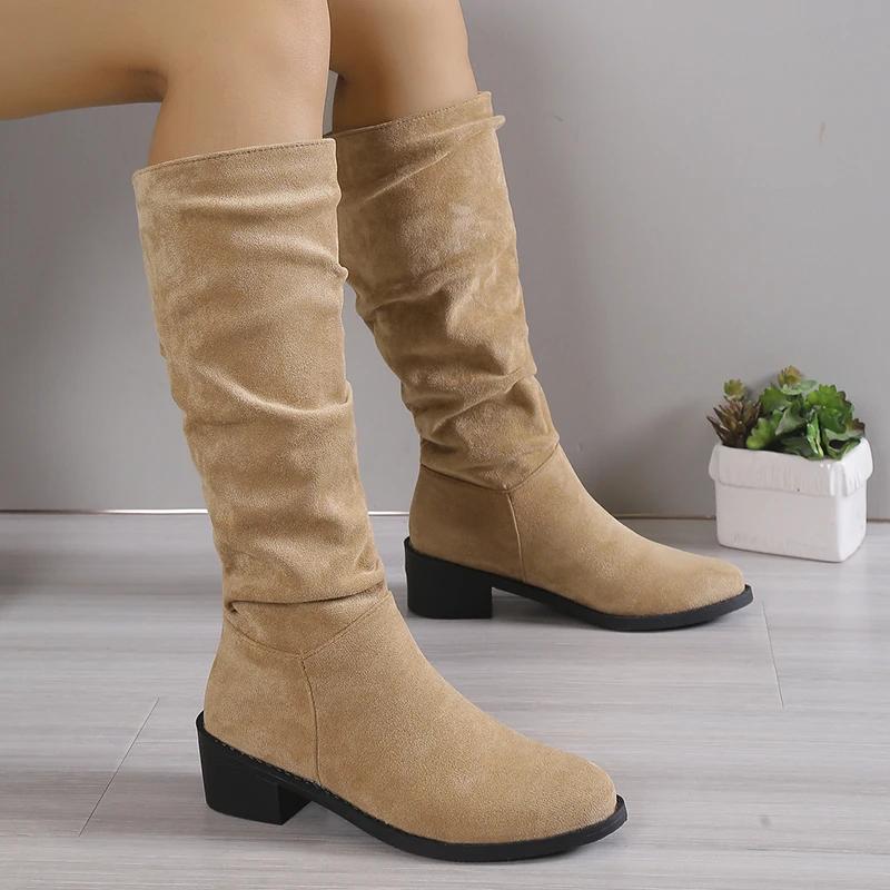Ladies Shoes on Sale 2024 Fashion Slip on Women s Boots Winter Pointed Toe Solid Concise Mid-Calf Chunky Heels Western Boots
Ladies Shoes on Sale 2024 Fashion Slip on Women s Boots Winter Pointed Toe Solid Concise Mid-Calf Chunky Heels Western Boots