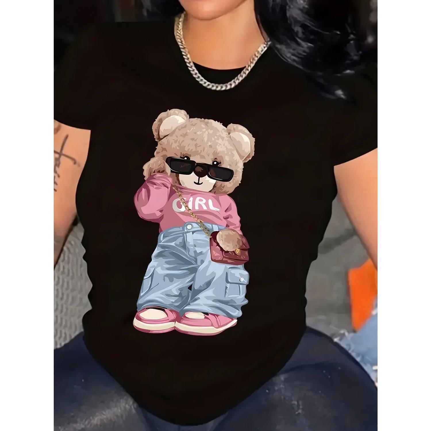 Spring Women s Clothing T Shirt Female Cute Bear Print T-shirt Short Sleeve Crew Neck Casual Top for Summer XXXXXL чорний
Spring Women s Clothing T Shirt Female Cute Bear Print T-shirt Short Sleeve Crew Neck Casual Top for Summer XXXXXL чорний