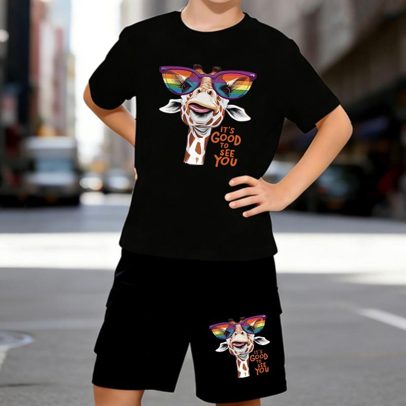 Boys 2 Piece Giraffe Printed outfit, Short Sleeve T-Shirt and Shorts Set for Kids Age 5-14,White, Black Sporty Casual Summer Clothes 5-6 Years чёрный
Boys 2 Piece Giraffe Printed outfit, Short Sleeve T-Shirt and Shorts Set for Kids Age 5-14,White, Black Sporty Casual Summer Clothes 5-6 Years чёрный