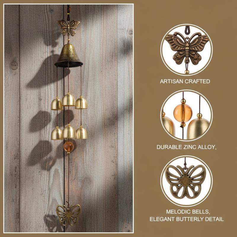Vintage Butterfly Wind Chime Metal 6 Bells Retro Design for Home Outdoor Hanging Decor one size
Vintage Butterfly Wind Chime Metal 6 Bells Retro Design for Home Outdoor Hanging Decor one size