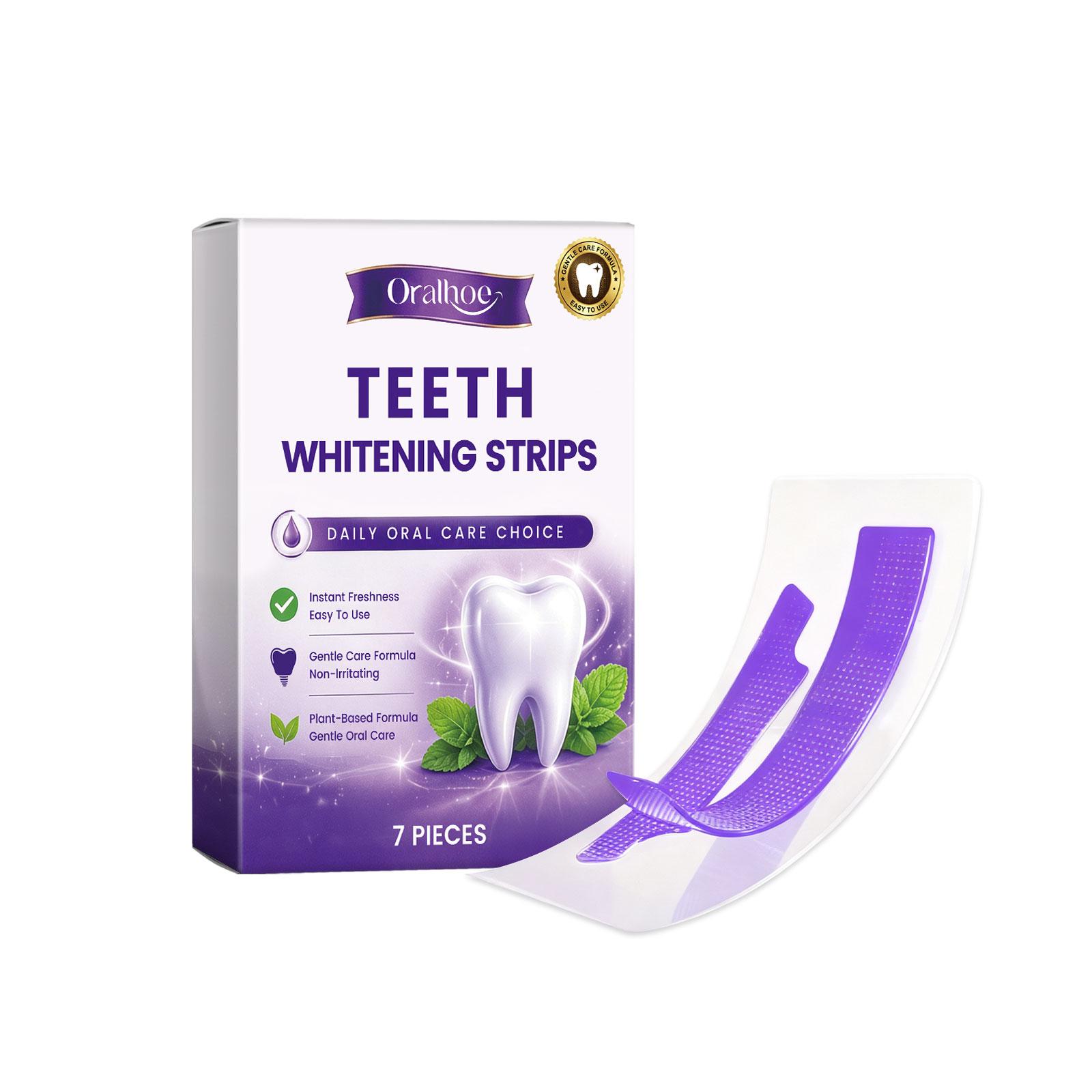 Purple teeth whitening strips gently clean and brighten teeth, freshen breath, and provide daily oral care 7pcs/Box
Purple teeth whitening strips gently clean and brighten teeth, freshen breath, and provide daily oral care 7pcs/Box
