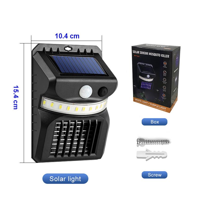 Лампа от комаров с электрическим током, датчик движения, настенный светильник для спальни, уличная противомоскитная ловушка, солнечная зарядка с батареей 18650 built in battery чёрный