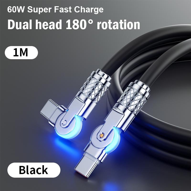 Huawei Xiaomi Samsung Phone Charger AccessorieDual Rotating Fast Charge Cable USB C To Type-C Charger Liquid Silicone Cable
Huawei Xiaomi Samsung Phone Charger AccessorieDual Rotating Fast Charge Cable USB C To Type-C Charger Liquid Silicone Cable