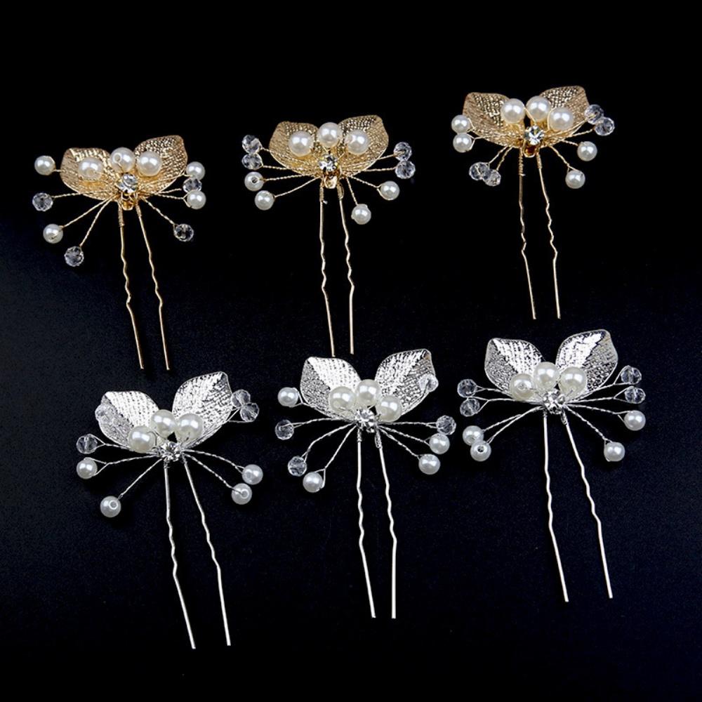 6-Piece Set Pearl Crystal Leaf Hairpins, Forest Fairy Style, Suitable for Bridal Look / Daily Updos / Party Wear
6-Piece Set Pearl Crystal Leaf Hairpins, Forest Fairy Style, Suitable for Bridal Look / Daily Updos / Party Wear