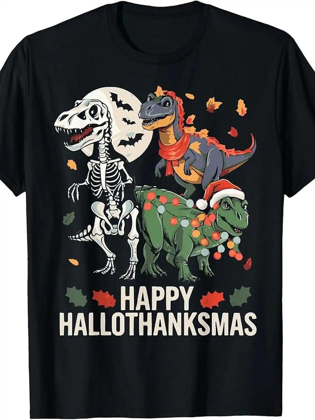 Vintage Happy HalloThanksMas Dinosaur SkeletonFestive Dinosaur Graphic100 cotton Oneck printed mens Tshirt S
Vintage Happy HalloThanksMas Dinosaur SkeletonFestive Dinosaur Graphic100 cotton Oneck printed mens Tshirt S
