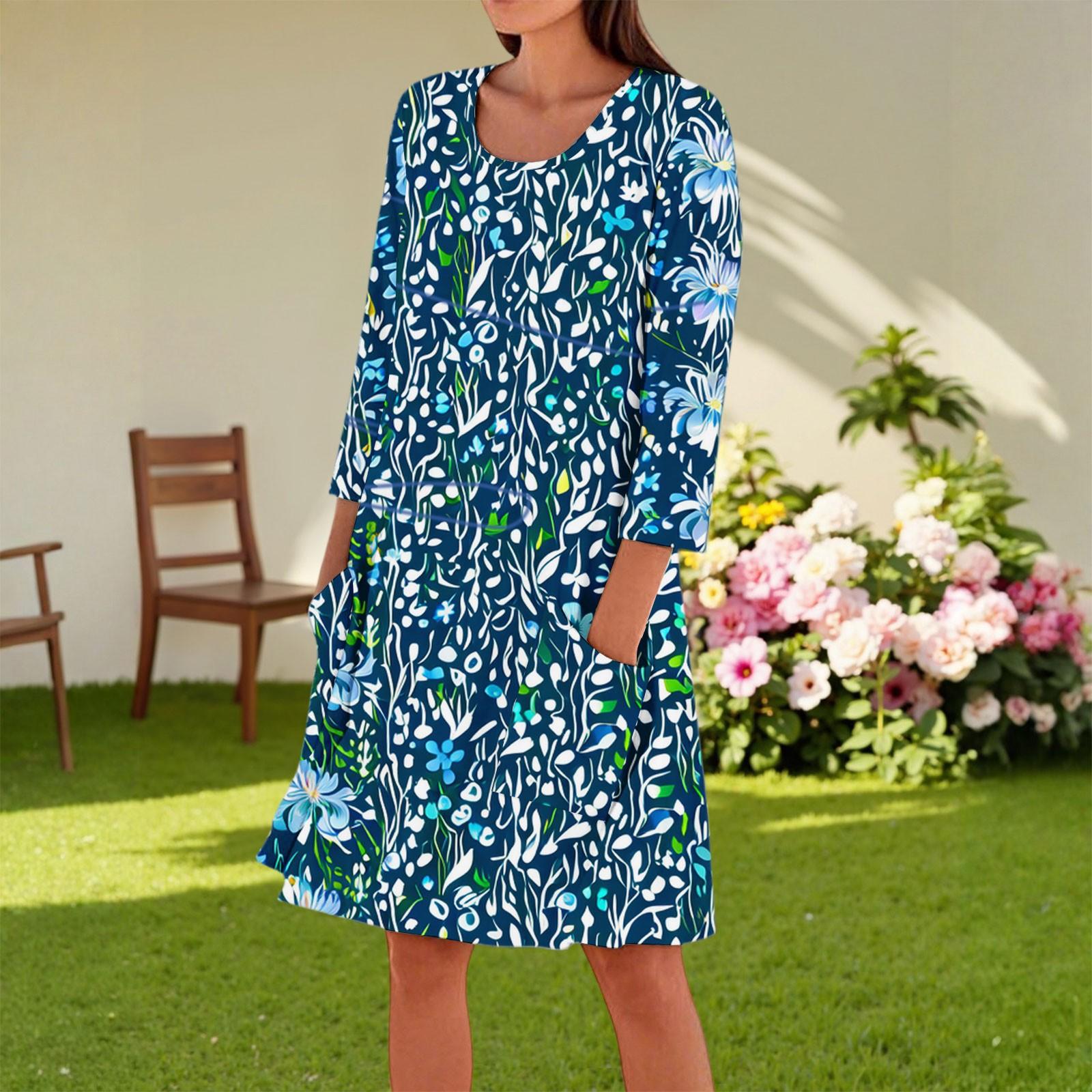 Women s Fashion Casual Round Neck Three-quarter Sleeve Dress M
Women s Fashion Casual Round Neck Three-quarter Sleeve Dress M