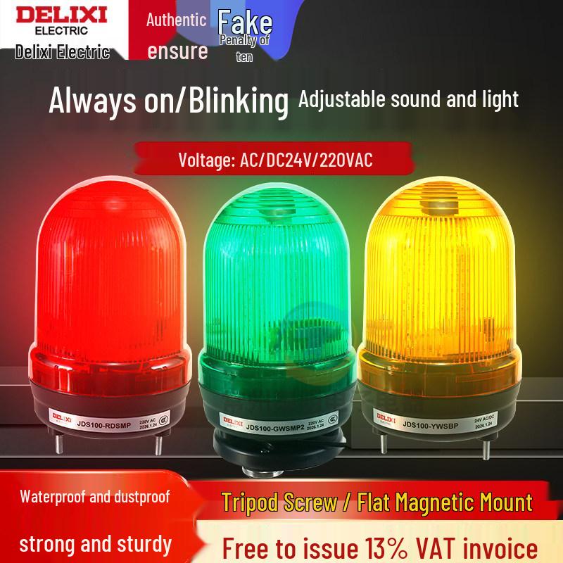 DELIXI JDS100 LED Strobe Alarm Light with Red Flashing & Green/Yellow Signal, Sound & Light Buzzer 24VAC/DC Red Tripod Screw No Sound
DELIXI JDS100 LED Strobe Alarm Light with Red Flashing & Green/Yellow Signal, Sound & Light Buzzer 24VAC/DC Red Tripod Screw No Sound