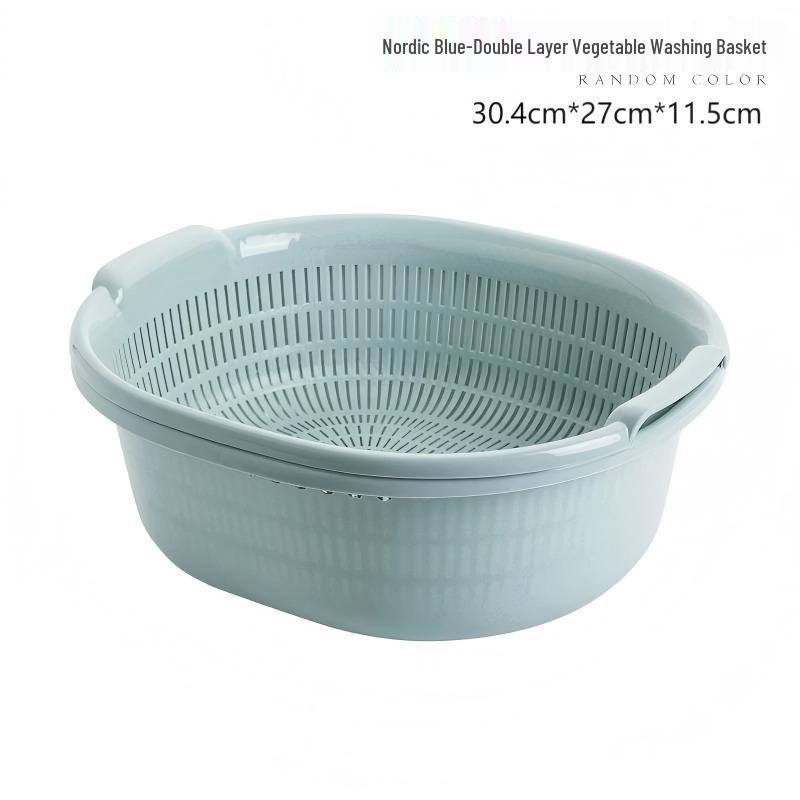 Двошаровий пластиковий кошик для миття овочів та фруктів з дренажем
Двошаровий пластиковий кошик для миття овочів та фруктів з дренажем