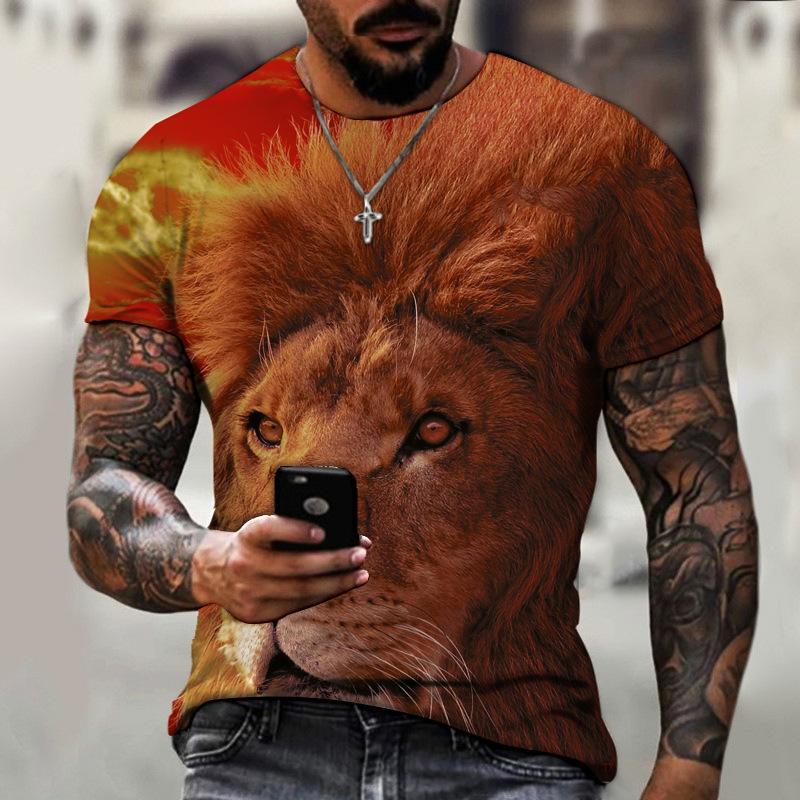 3D Digital Printing Men s Short Sleeved Animal Lion Round Neck T-shirt Fashionable Street Top Shirt S
3D Digital Printing Men s Short Sleeved Animal Lion Round Neck T-shirt Fashionable Street Top Shirt S