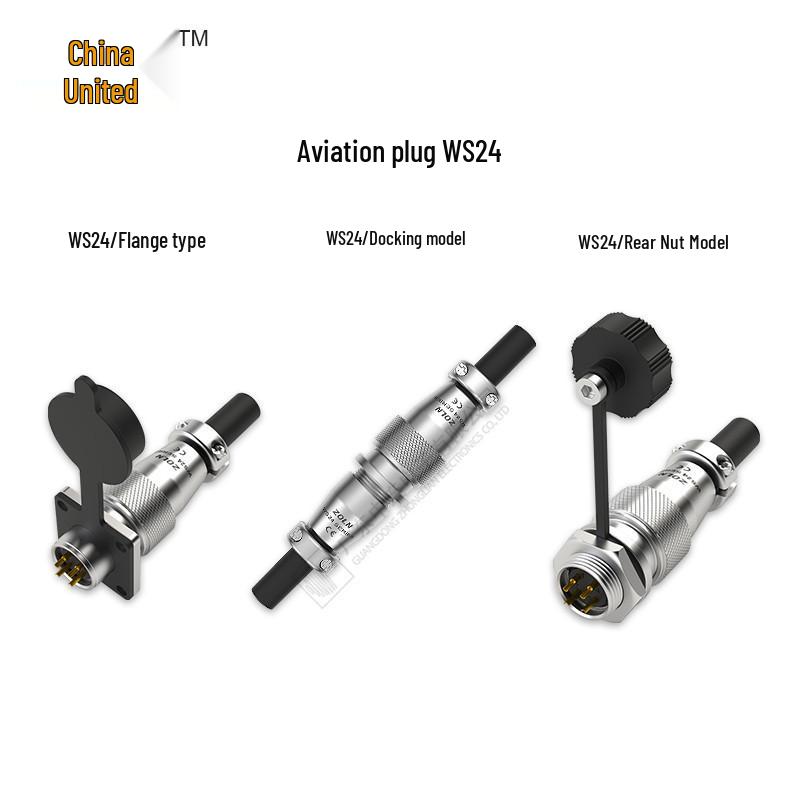 Zhonglian WS24 Threaded Aviation Connector - 2 to 19 Pins 2-pin socket, flange version
Zhonglian WS24 Threaded Aviation Connector - 2 to 19 Pins 2-pin socket, flange version
