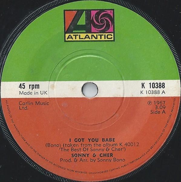 7inch Record SONNY CHER I Got You Babe K10388 ATLANTIC 1974 UK Rock Used
7inch Record SONNY CHER I Got You Babe K10388 ATLANTIC 1974 UK Rock Used