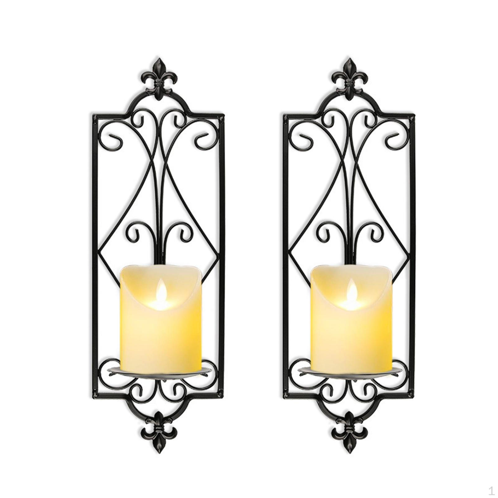 2 Pieces Candle Sconces Wall Decor,Wall Mount Black Metal Holders,Wall Candlestick Holders
2 Pieces Candle Sconces Wall Decor,Wall Mount Black Metal Holders,Wall Candlestick Holders