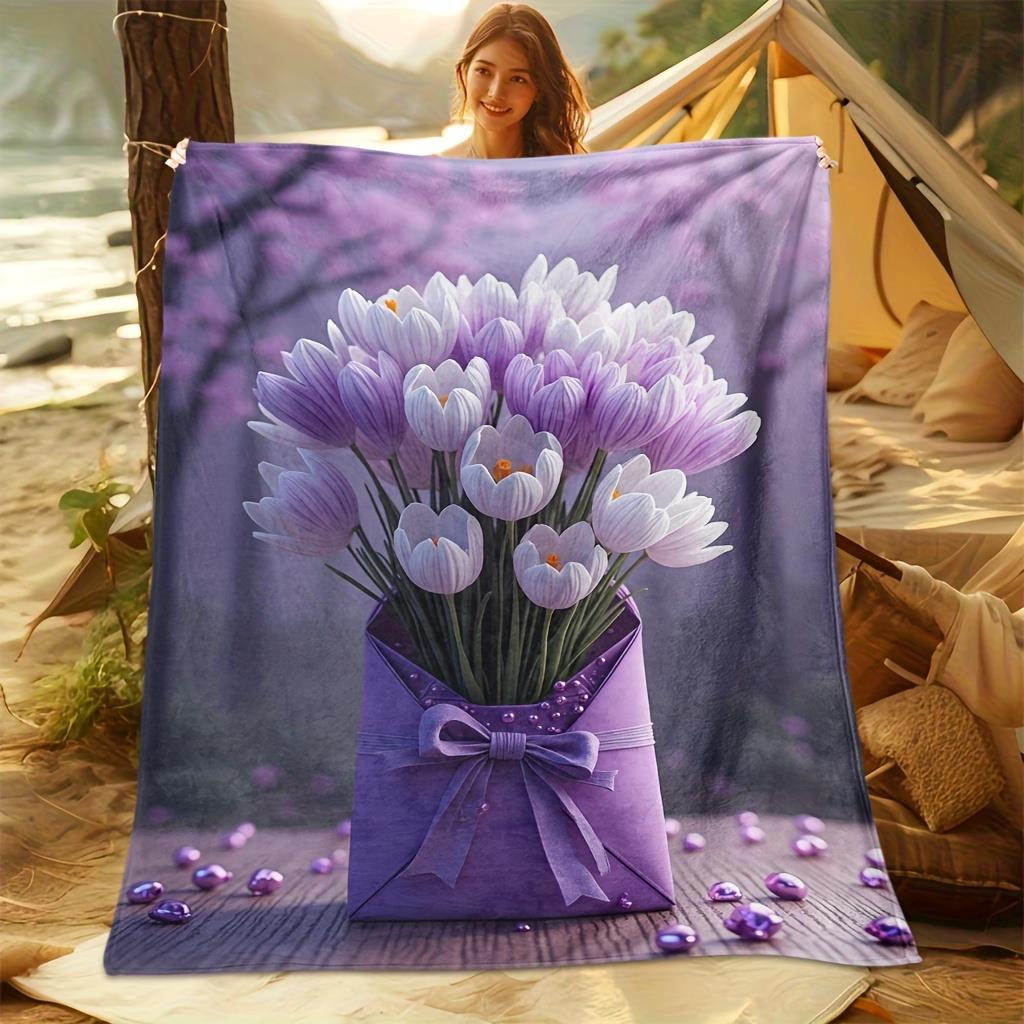 Bohemian style purple tulips Flannel printed blanket suitable for all seasons suitable for living room office sofa and travel 75x100cm
Bohemian style purple tulips Flannel printed blanket suitable for all seasons suitable for living room office sofa and travel 75x100cm