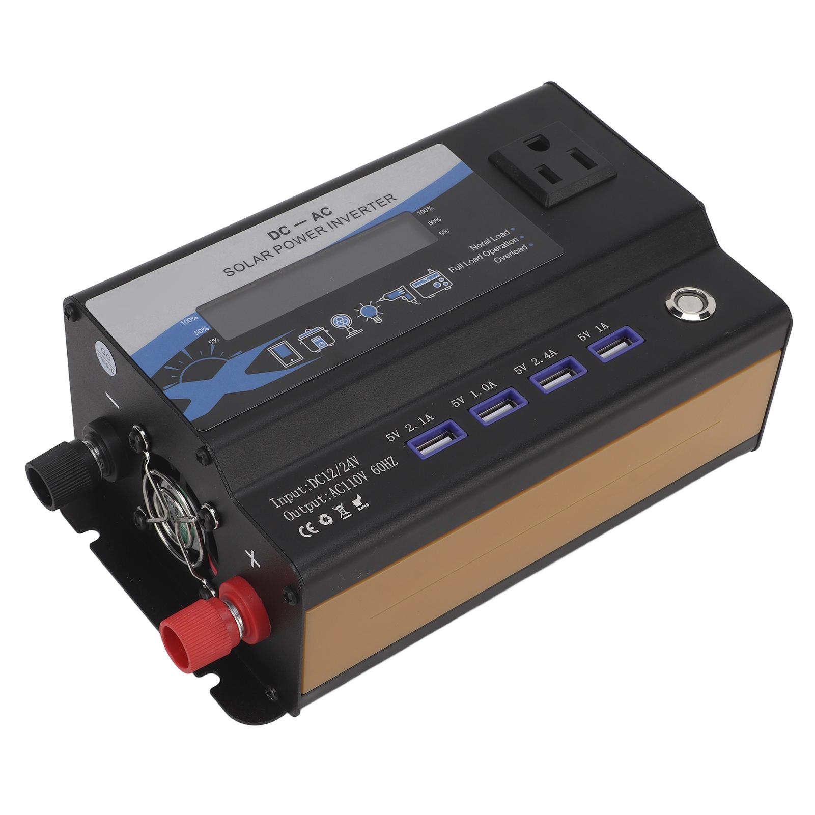 Черный инвертор из алюминиевого сплава постоянного тока 12 В 24 В в переменный ток с подсветкой 4 USB
Черный инвертор из алюминиевого сплава постоянного тока 12 В 24 В в переменный ток с подсветкой 4 USB