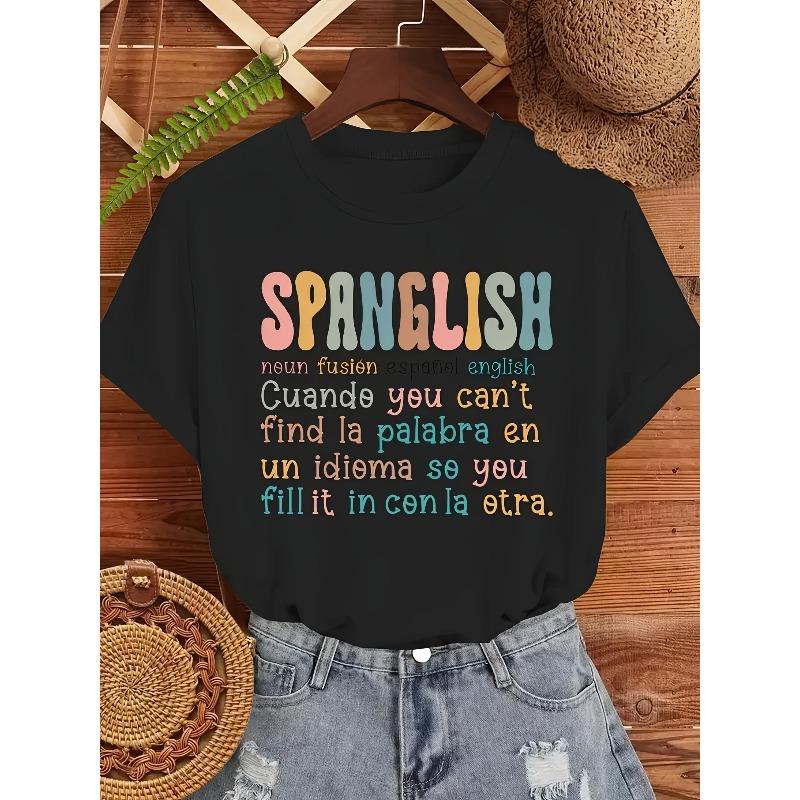 Women s Spanish Graphic Print T-Shirt, Short Sleeve Crew Neck Casual Top for Summer & Spring, Lightweight Polyester Knit, Machine Washable, 4XL чорний
Women s Spanish Graphic Print T-Shirt, Short Sleeve Crew Neck Casual Top for Summer & Spring, Lightweight Polyester Knit, Machine Washable, 4XL чорний