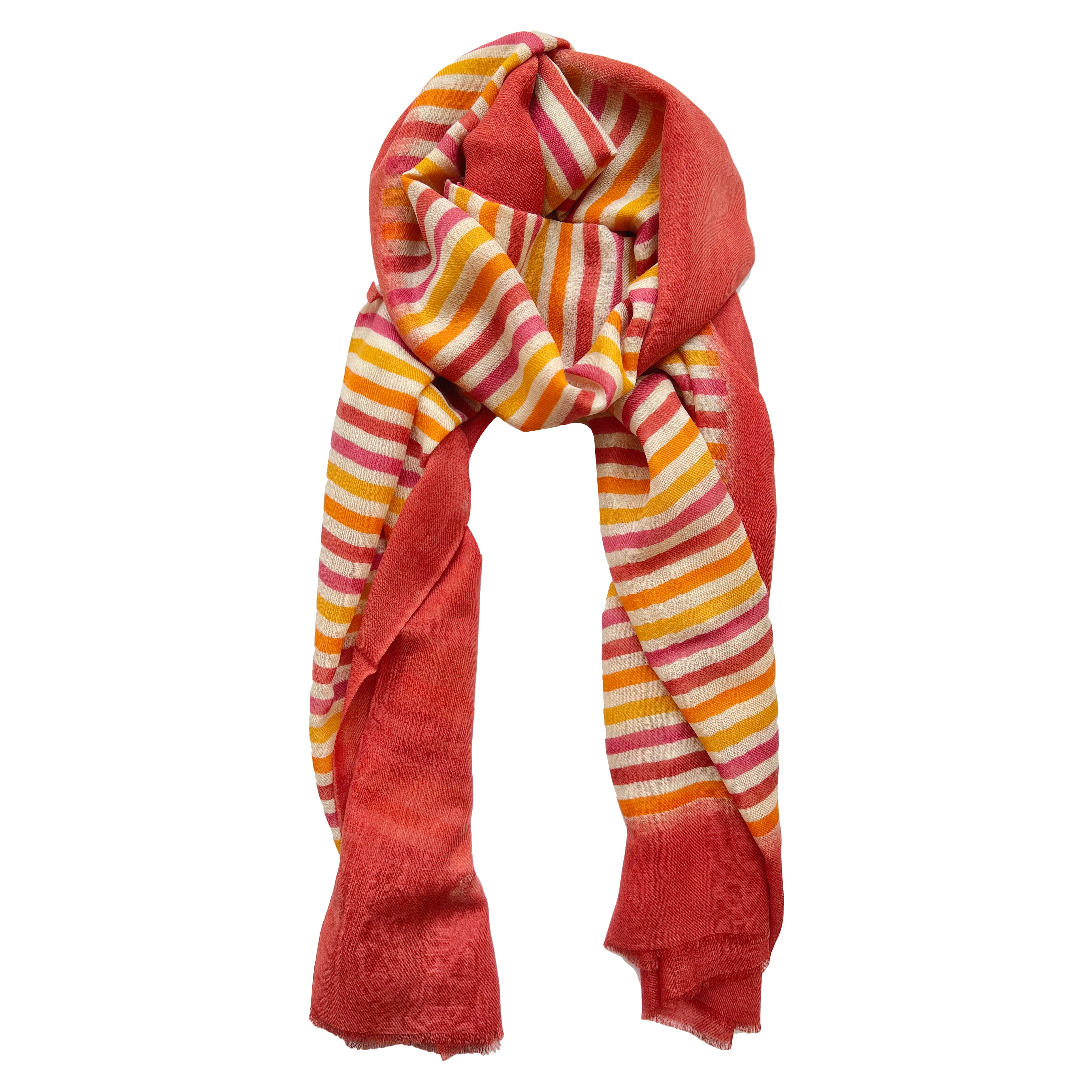 Ikka Dukka Rectangular Coral Striped Stole 
Ikka Dukka Rectangular Coral Striped Stole
