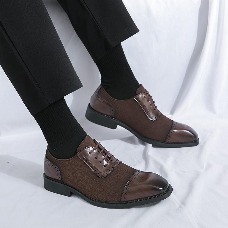 New business dress leather shoes men s British style square head lace-up derby shoes heightening casual breathable men s shoes 46
New business dress leather shoes men s British style square head lace-up derby shoes heightening casual breathable men s shoes 46