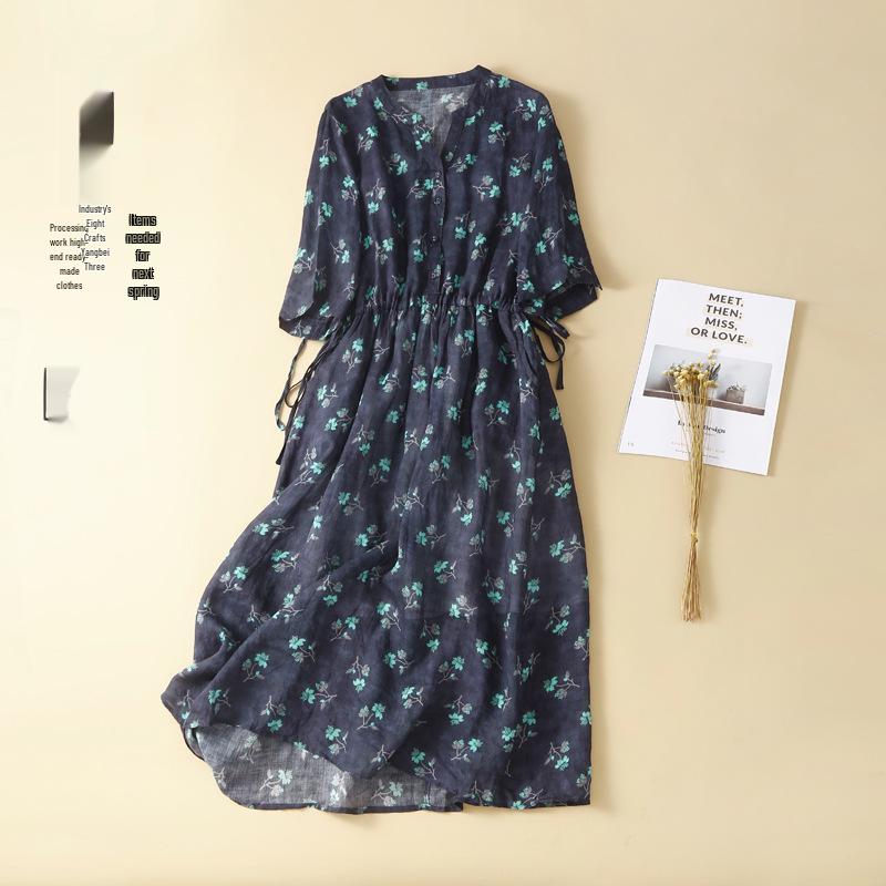 Women s V-Neck Cotton-Linen Five-Sleeve Tie-Up Dress, Summer 2024 Retro Waist-Slimming Long Dress XL синій
Women s V-Neck Cotton-Linen Five-Sleeve Tie-Up Dress, Summer 2024 Retro Waist-Slimming Long Dress XL синій