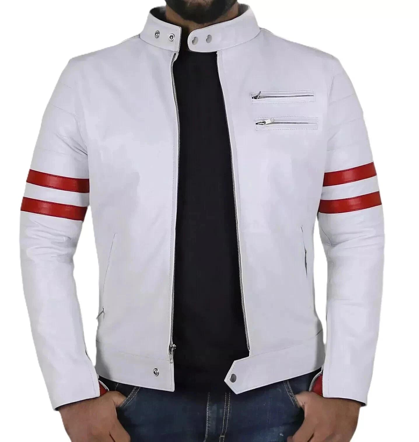 New Men Jacket Red Leather Handmade Genuine Lambskin Lambskin Real Stylish Soft Fit 3XL білий
New Men Jacket Red Leather Handmade Genuine Lambskin Lambskin Real Stylish Soft Fit 3XL білий