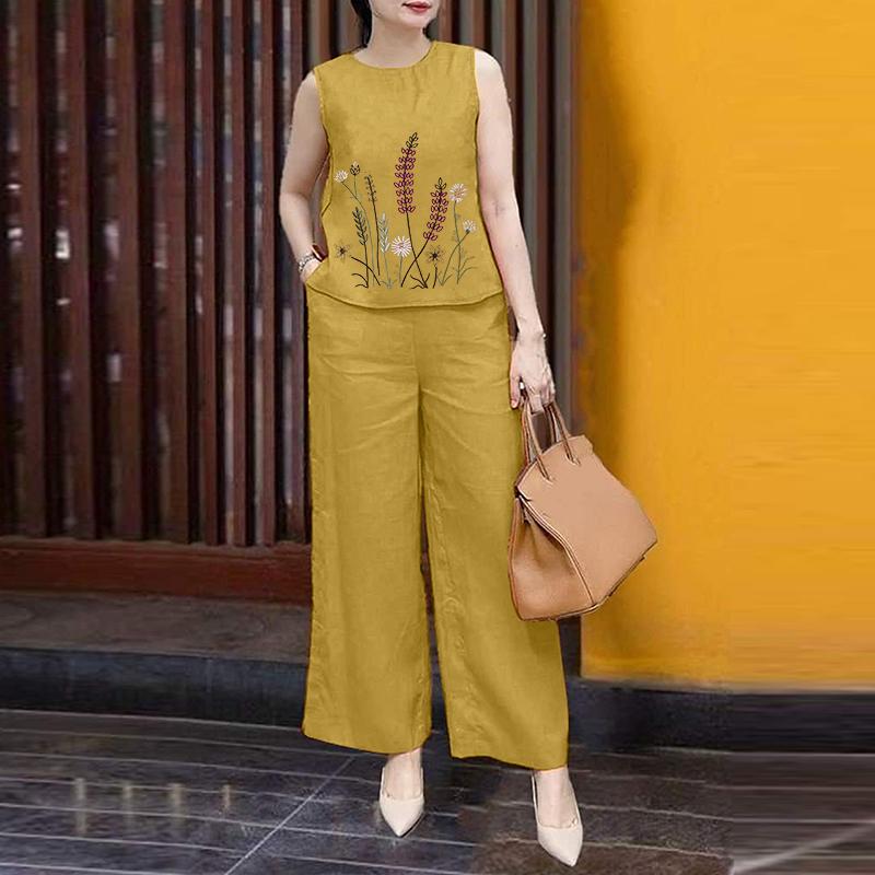 ZANZEA Женские топы и брюки с вышивкой, повседневные комплекты из двух предметов M
ZANZEA Женские топы и брюки с вышивкой, повседневные комплекты из двух предметов M