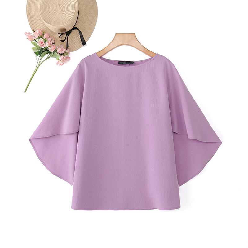 ZANZEA Женская повседневная блузка с круглым вырезом и рукавами 3/4, свободная накидка 3XL фиолетовый
ZANZEA Женская повседневная блузка с круглым вырезом и рукавами 3/4, свободная накидка 3XL фиолетовый