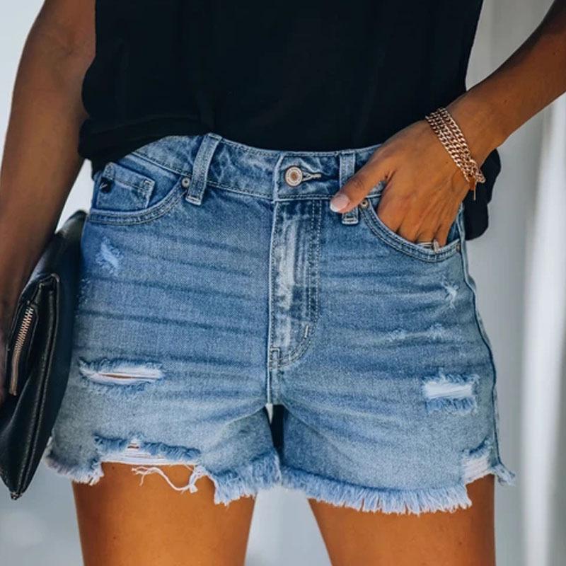 Four-Color High-Waisted Ripped Denim Shorts for Women Medium світло-синій колір
Four-Color High-Waisted Ripped Denim Shorts for Women Medium світло-синій колір