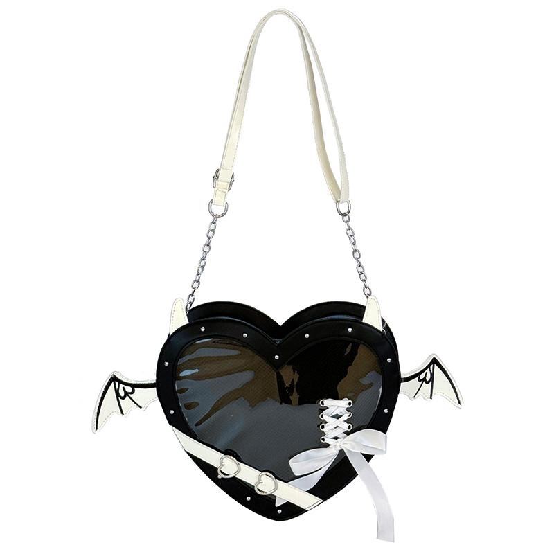 Fashion Heart Shaped Crossbody Ita Bag PU Leather Punk Pin Display Devil Bat Ita Messenger Bag Cosplay Itabag чёрный
Fashion Heart Shaped Crossbody Ita Bag PU Leather Punk Pin Display Devil Bat Ita Messenger Bag Cosplay Itabag чёрный