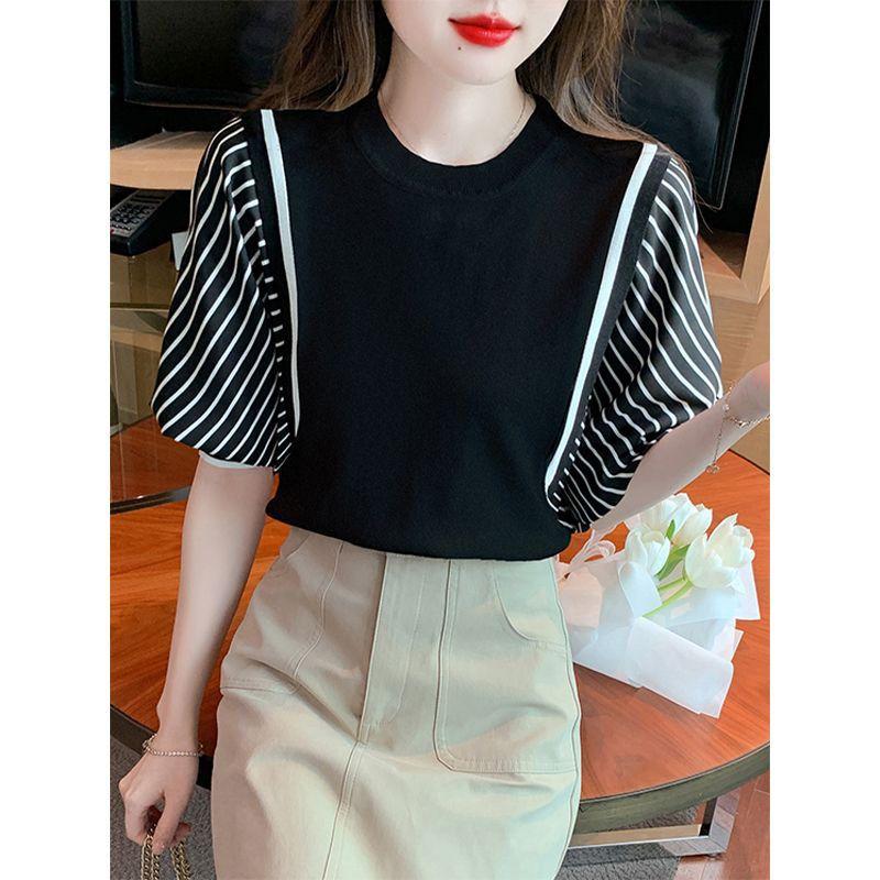 Летняя полосатая футболка из двух частей для женщин, свободная повседневная футболка с полурукавом в стиле пэчворк, женский пуловер S чёрный
Летняя полосатая футболка из двух частей для женщин, свободная повседневная футболка с полурукавом в стиле пэчворк, женский пуловер S чёрный