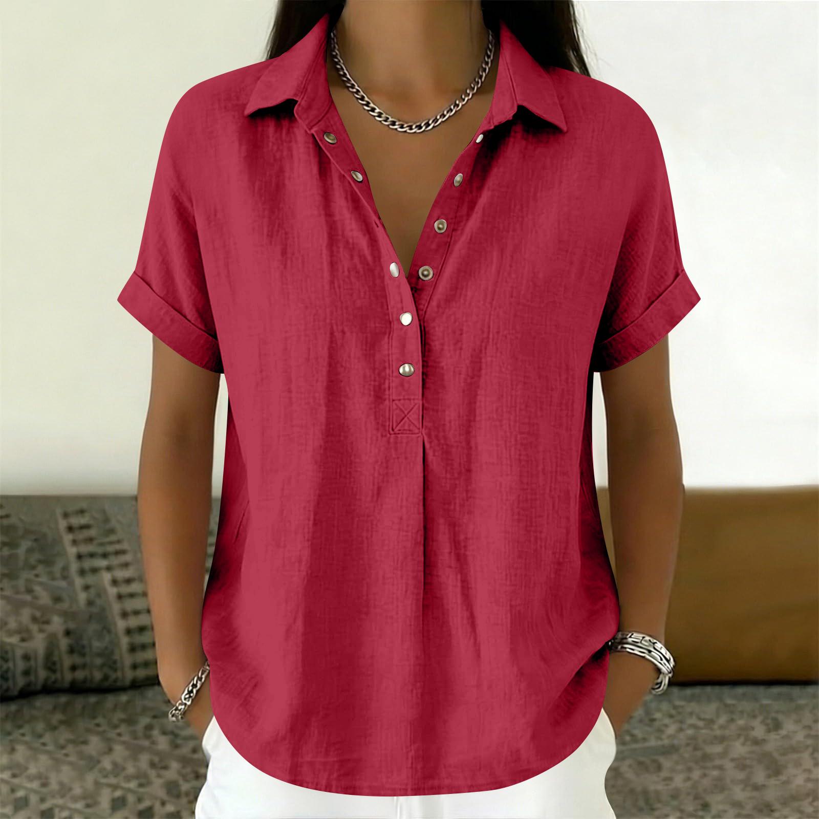 Women s Button Down Shirts Short Sleeve V Neck Tops Plus Size Casual Boho Collared Blouses M винный
Women s Button Down Shirts Short Sleeve V Neck Tops Plus Size Casual Boho Collared Blouses M винный