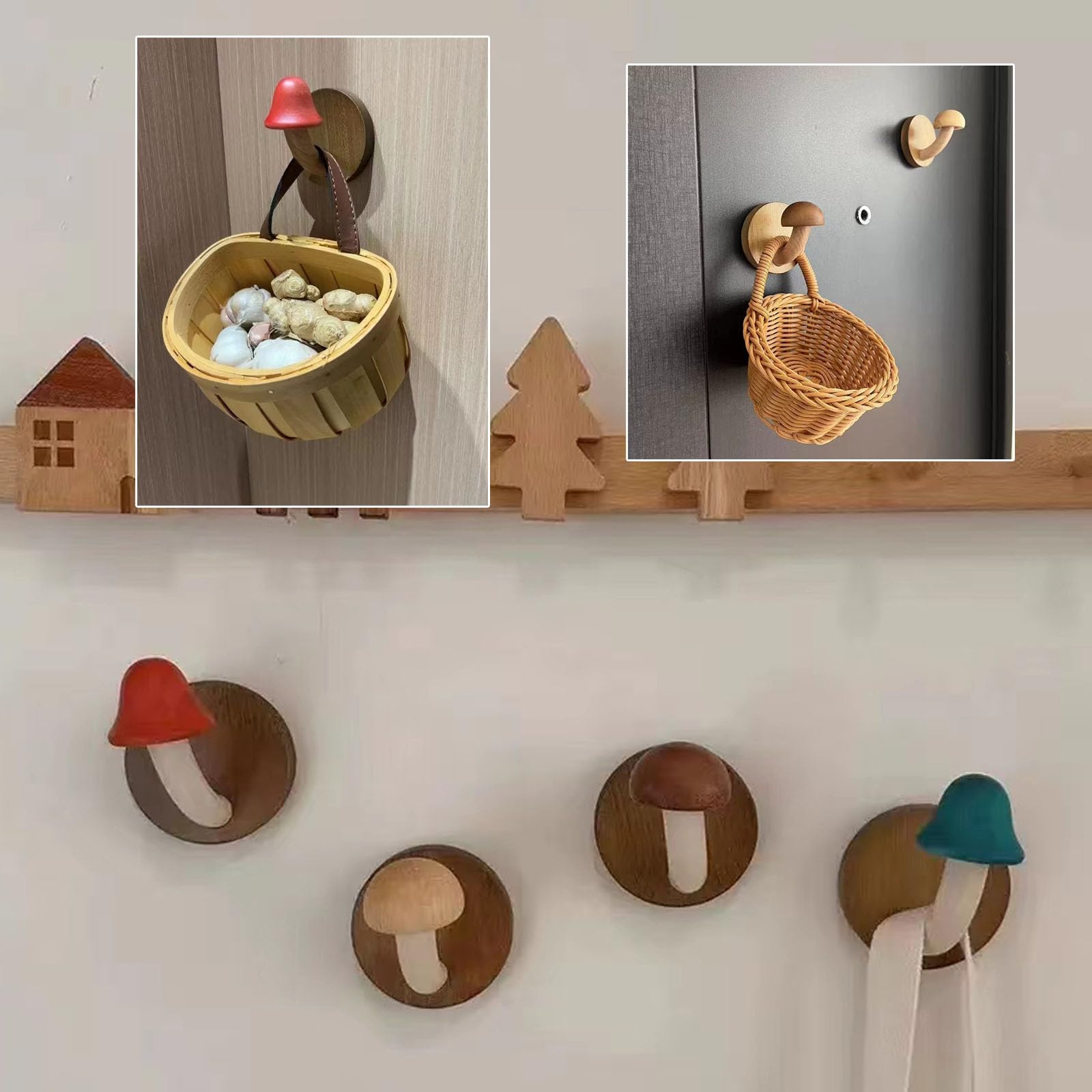 4Pcs Wooden Mushroom Wall Hooks Coat Hangers Door Wall Screw Installation Storage Hooks Type A
4Pcs Wooden Mushroom Wall Hooks Coat Hangers Door Wall Screw Installation Storage Hooks Type A