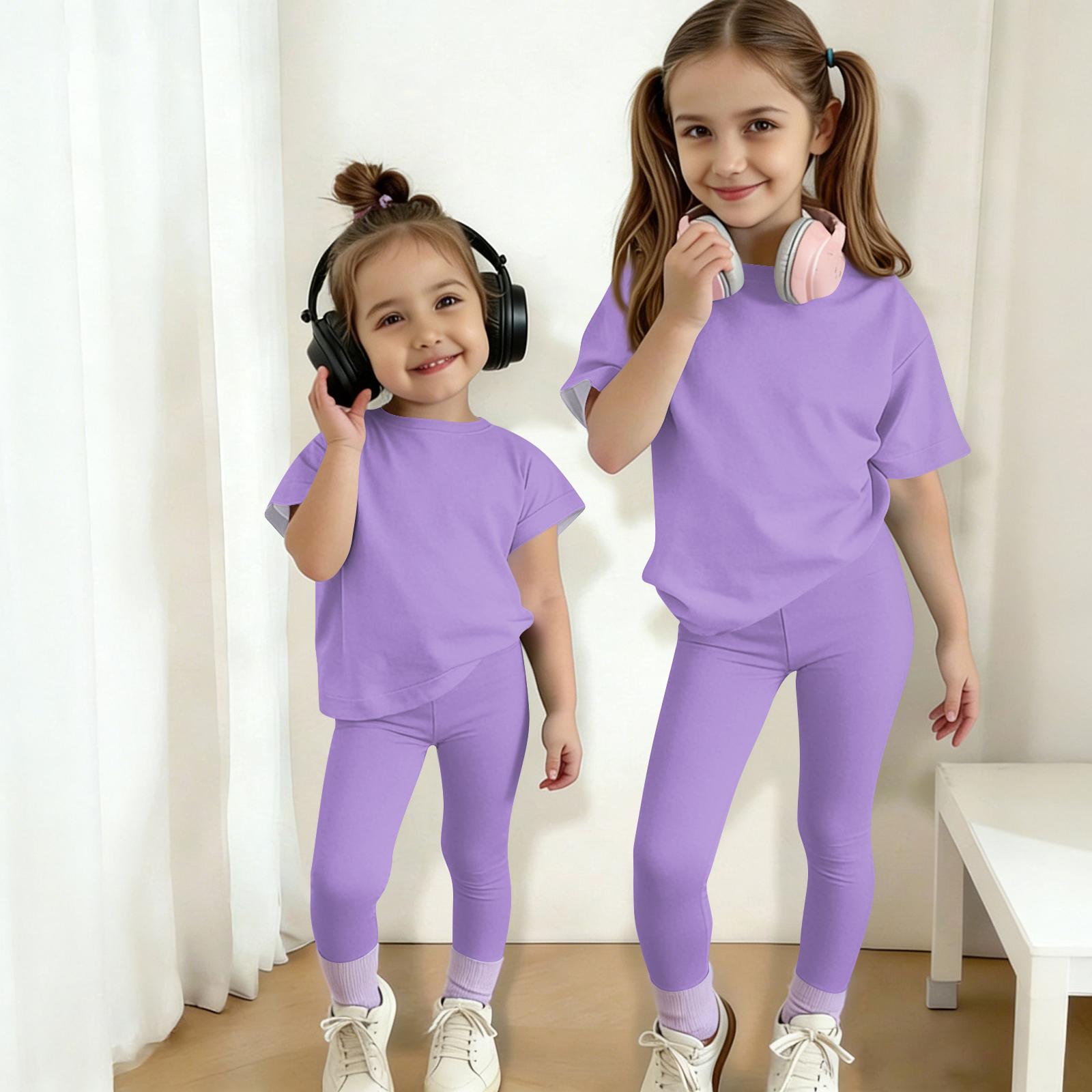 Girls Short Sleeve T Shirt and Leggings Set Two Piece Outfit for Kids Soft Breathable Crew Neck Top and Stretch Pants 120 фіолетовий
Girls Short Sleeve T Shirt and Leggings Set Two Piece Outfit for Kids Soft Breathable Crew Neck Top and Stretch Pants 120 фіолетовий