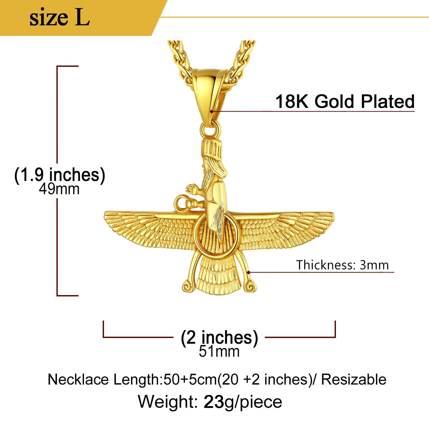 U7 316L Stainless Steel Iranian Size S/L Faravahar Necklace Fravashi Spiritual Power Ancient Persia Symbol Unisex Jewelry Gift
U7 316L Stainless Steel Iranian Size S/L Faravahar Necklace Fravashi Spiritual Power Ancient Persia Symbol Unisex Jewelry Gift