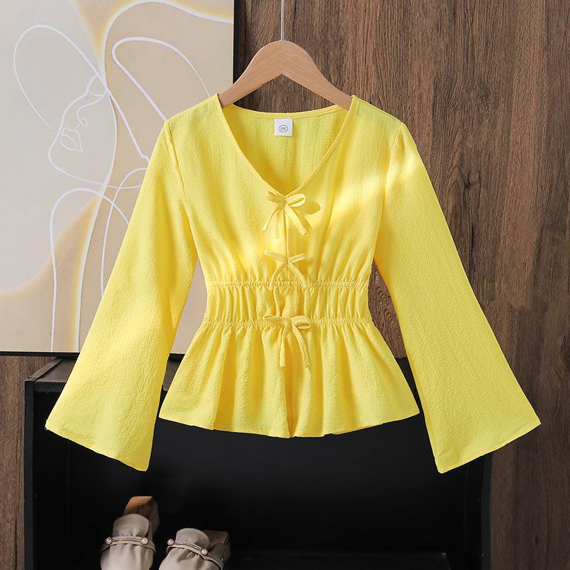 Топы для девочек Детская одежда Осень Новая Модная Бант Повседневные Топы с длинным рукавом 11Y жёлтый
Топы для девочек Детская одежда Осень Новая Модная Бант Повседневные Топы с длинным рукавом 11Y жёлтый