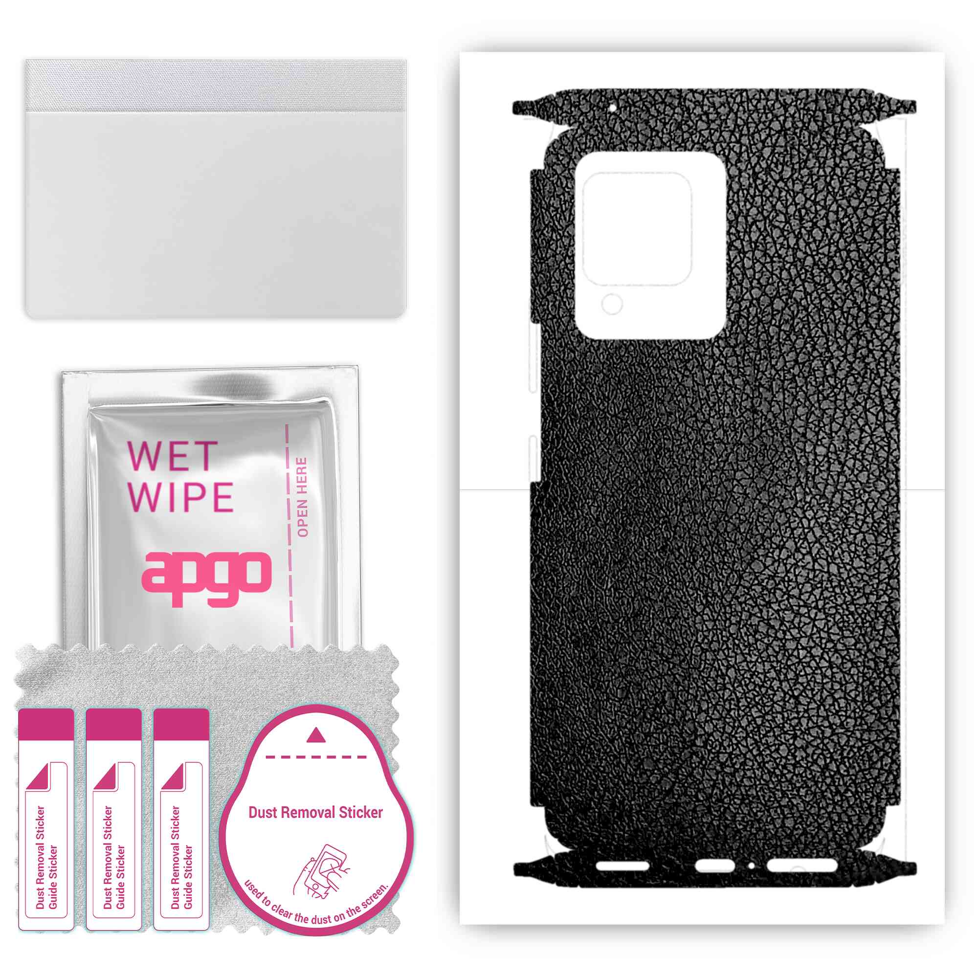 apgo Protective Skin Sticker for the back+sides compatible with Vivo S12 Pro, Full Wrap Film, Foil, Vinyl - Pattern Black Leather
apgo Protective Skin Sticker for the back+sides compatible with Vivo S12 Pro, Full Wrap Film, Foil, Vinyl - Pattern Black Leather