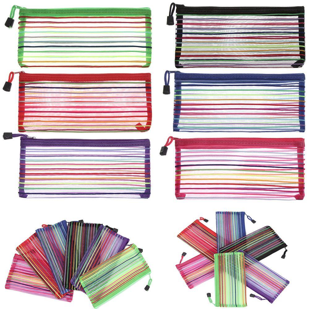 Cosmetic Rainbow Color Handbags Stationery Mesh Pen Bag Grid Cosmetic Storage Zipper Pencil Case
Cosmetic Rainbow Color Handbags Stationery Mesh Pen Bag Grid Cosmetic Storage Zipper Pencil Case