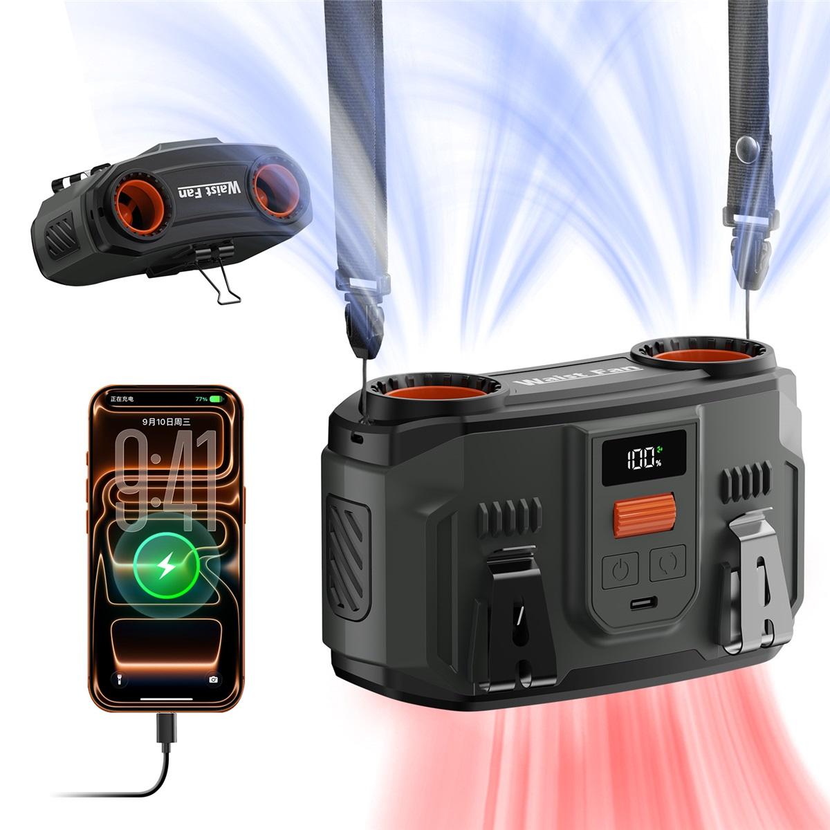 20000mAh Portable Waist Fan Rechargeable Personal Cooling Belt Clip Fan 100-Speed 20000RPM Dual Motors Outdoor Jobsite
20000mAh Portable Waist Fan Rechargeable Personal Cooling Belt Clip Fan 100-Speed 20000RPM Dual Motors Outdoor Jobsite