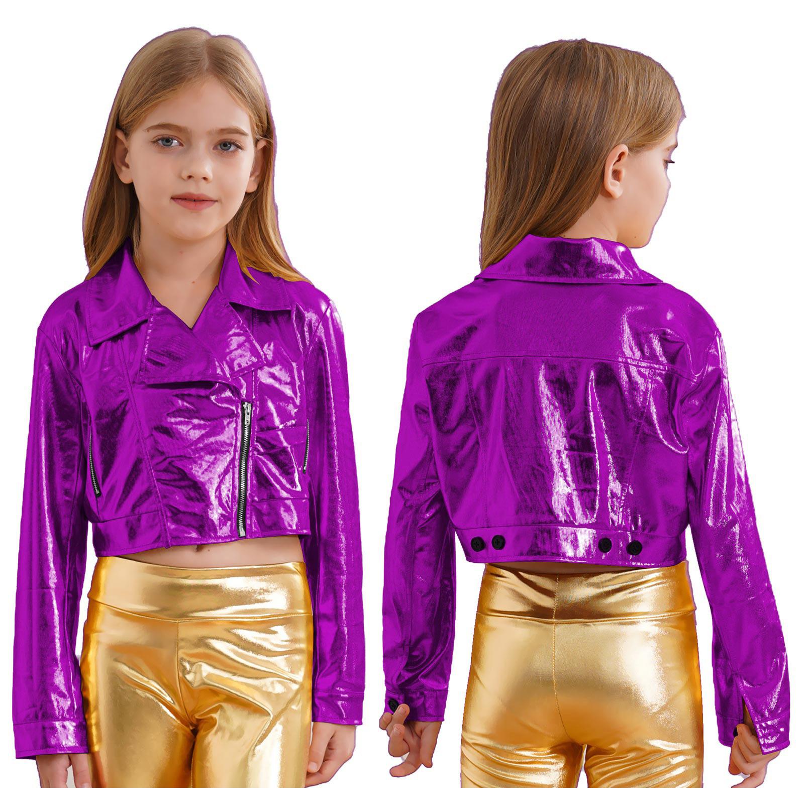 Unisex Kids Metallic Dance Jacket Turn Down Collar Long Sleeve Zipper Closure Motorcycle Hip Hop Outwear 5-6 Years фіолетовий
Unisex Kids Metallic Dance Jacket Turn Down Collar Long Sleeve Zipper Closure Motorcycle Hip Hop Outwear 5-6 Years фіолетовий