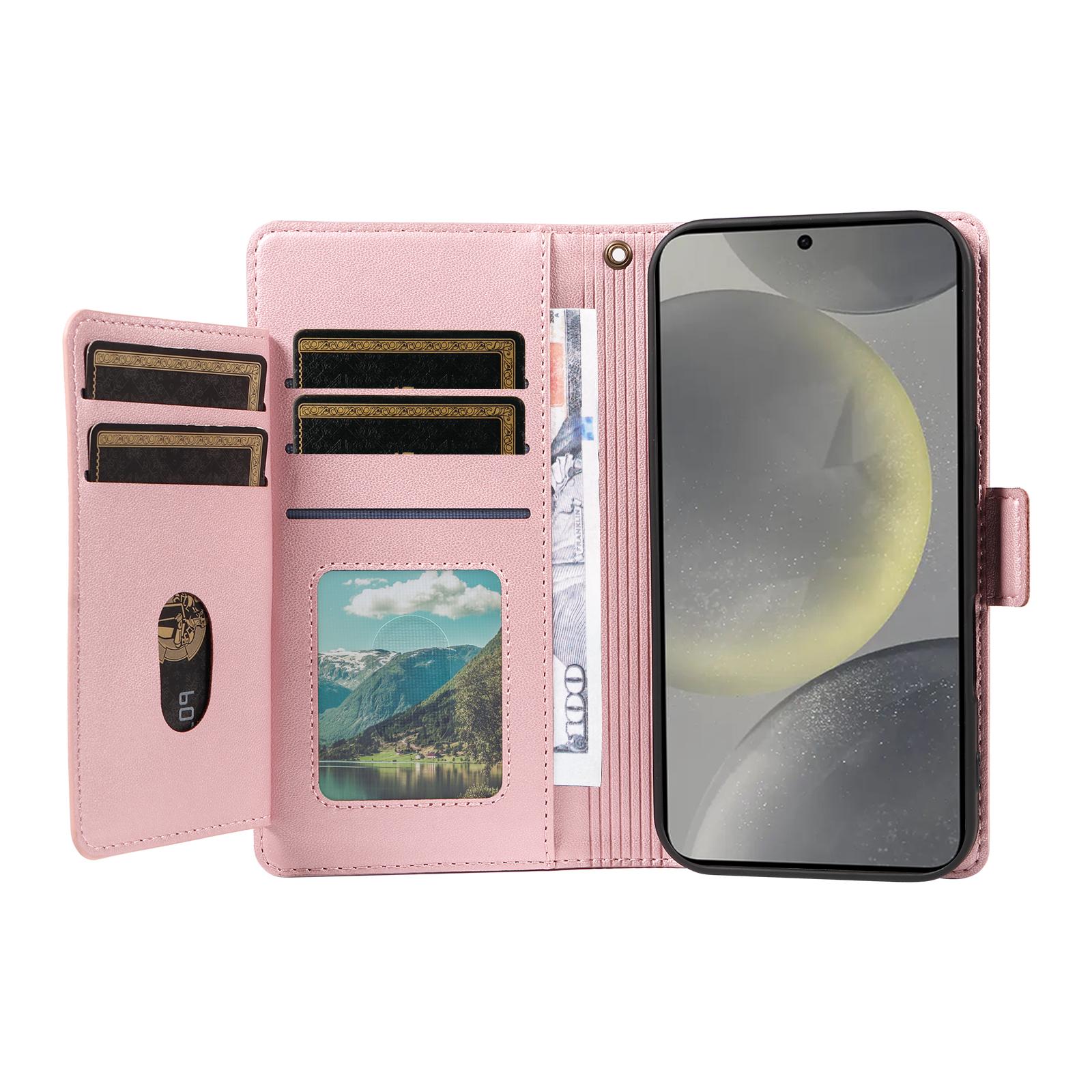 For Samsung Galaxy S25/S24 Case with Multi-Card Holder and Strap PU Leather Phone Cover Stand Rose Gold
For Samsung Galaxy S25/S24 Case with Multi-Card Holder and Strap PU Leather Phone Cover Stand Rose Gold