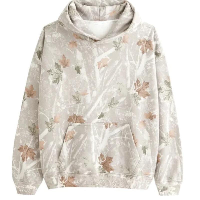 Осень 2023, новая мужская и женская камуфляжная толстовка с принтом кленового листа, спортивная толстовка большого размера 6XL