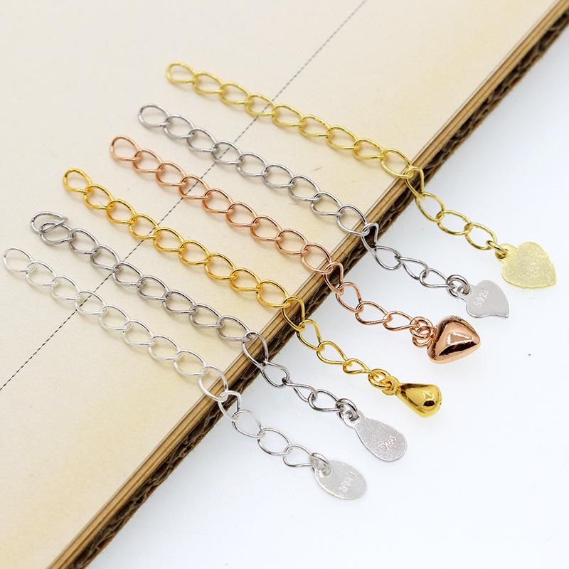 Sterling Silver Necklace & Bracelet Extension Chain with Heart and Water Drop Charms, White Gold Plated, S925. Variant A
Sterling Silver Necklace & Bracelet Extension Chain with Heart and Water Drop Charms, White Gold Plated, S925. Variant A