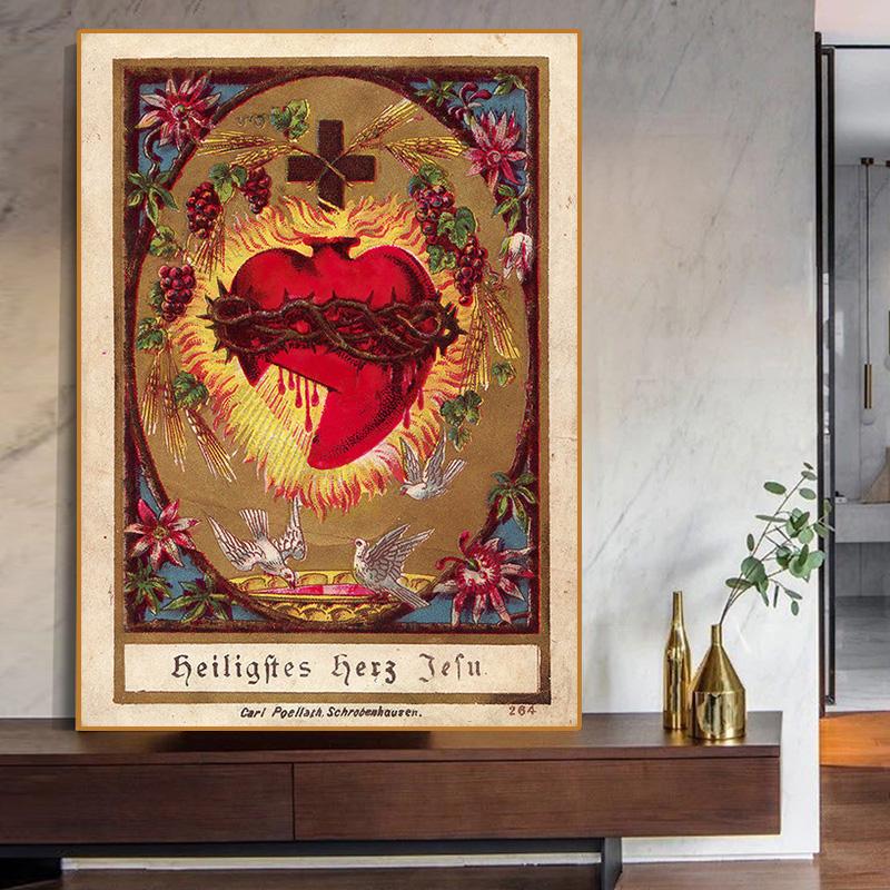 Sacred Heart of Jesus Retro Poster Canvas Print for Living Room Consecrated Religion Wall Art Church Home Decor Painting Cuadros 21cm×30cm NoFrame
Sacred Heart of Jesus Retro Poster Canvas Print for Living Room Consecrated Religion Wall Art Church Home Decor Painting Cuadros 21cm×30cm NoFrame
