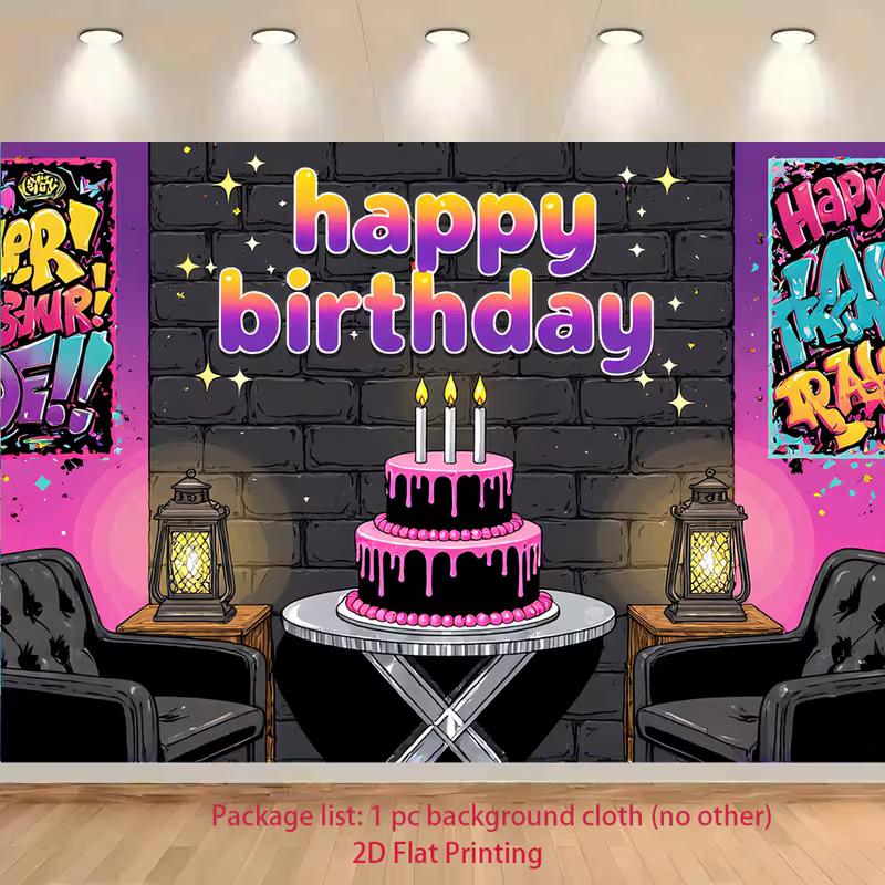 2D Street Graffiti Birthday Background Cloth, Black Brick Wall & Lantern Decor 47.2x31.5inch/120*80cm
2D Street Graffiti Birthday Background Cloth, Black Brick Wall & Lantern Decor 47.2x31.5inch/120*80cm