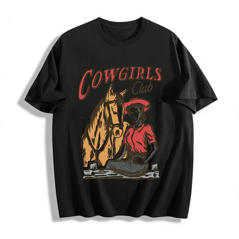 Cowgirls Club Vintage Print Casual Western Style Top Pure cotton T-shirt XXS
Cowgirls Club Vintage Print Casual Western Style Top Pure cotton T-shirt XXS