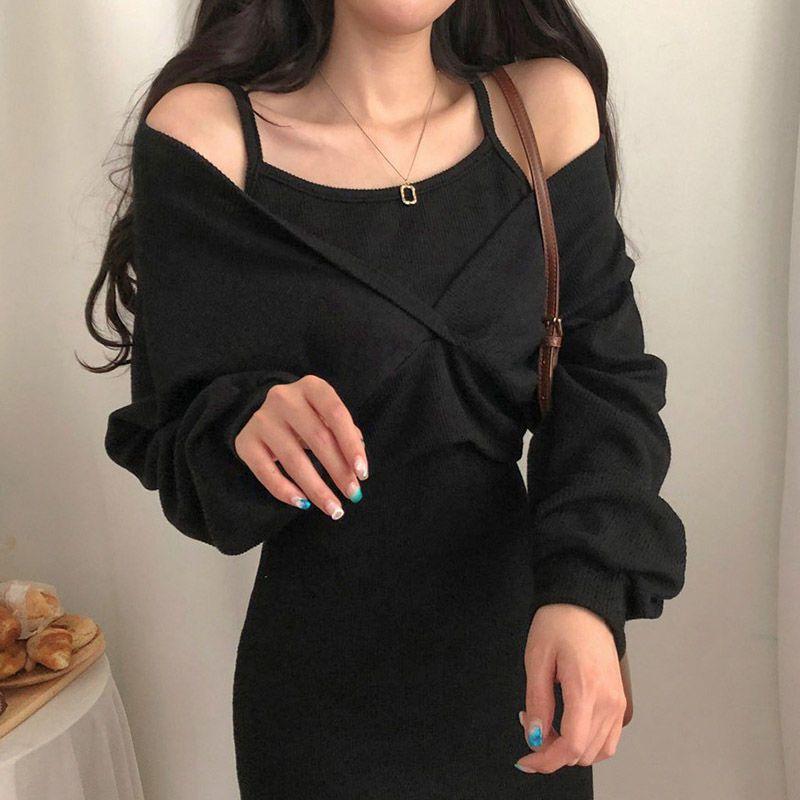 Жіноча тонка однотонна сукня з французьким темпераментом і футболка з довгим рукавом L
Жіноча тонка однотонна сукня з французьким темпераментом і футболка з довгим рукавом L