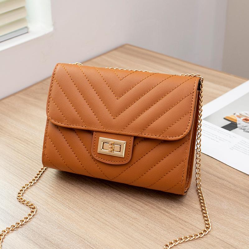 Классическая картонная сумка-стилист, простая и модная женская цепочка, маленькая квадратная сумка, замок, сумка через плечо, мини-сумка для мобильного телефона. светло-коричневого