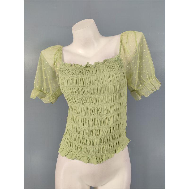 Export Single 2024 Summer New Arrival Rayon Stretch Slim-Fit Figure Flattering Mesh Sleeves Waist-Controlled Top Elegance Women Light green M
Export Single 2024 Summer New Arrival Rayon Stretch Slim-Fit Figure Flattering Mesh Sleeves Waist-Controlled Top Elegance Women Light green M