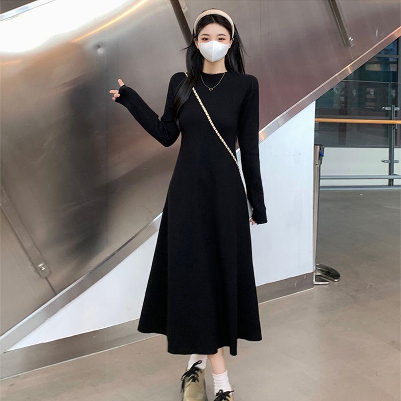 Plus Size Knitted Dress with Cinched Waist, A-Line Skirt, Slimming Mid-Length, Perfect for Autumn/Winter, Pairs Well with Coats M for 80-100 jin чёрный
Plus Size Knitted Dress with Cinched Waist, A-Line Skirt, Slimming Mid-Length, Perfect for Autumn/Winter, Pairs Well with Coats M for 80-100 jin чёрный