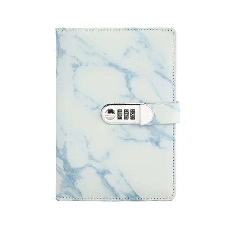 Кожаный блокнот A5 в стиле ретро с паролем и замком, журналы, утолщенный ежедневник, студенческая канцелярия, блокнот, дневник, органайзер, подарок синий