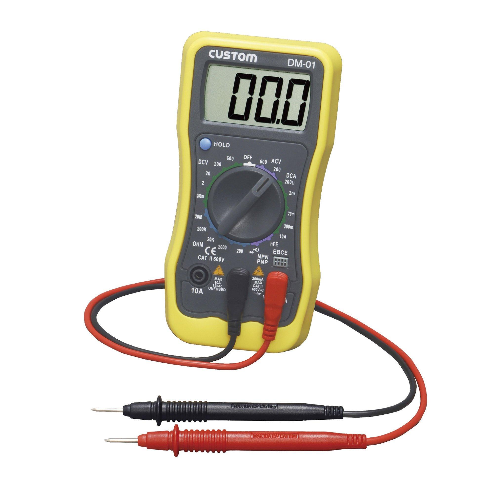 Цифровий мультиметр DM-01 для перевірки змінного струму, постійного струму, опору, цілісності кола, конденсаторів та транзисторів 
Цифровий мультиметр DM-01 для перевірки змінного струму, постійного струму, опору, цілісності кола, конденсаторів та транзисторів