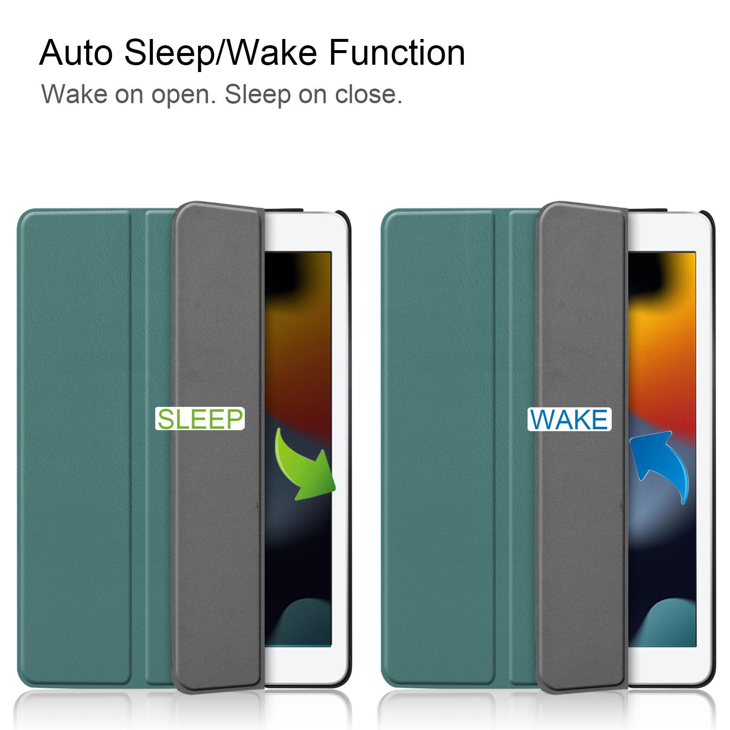 Tri-Fold Stand Tablet Cover for iPad 10.2 (2021)/(2020)/(2019) PU Leather Protective Smart Case with Auto Sleep/Wake Blackish Green
Tri-Fold Stand Tablet Cover for iPad 10.2 (2021)/(2020)/(2019) PU Leather Protective Smart Case with Auto Sleep/Wake Blackish Green